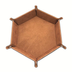 Foldable Hexagonal Storage Box with PU Tray - Organize Keys, Dice, and Sundries