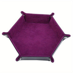 Foldable Hexagonal Storage Box with PU Tray - Organize Keys, Dice, and Sundries