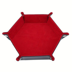 Foldable Hexagonal Storage Box with PU Tray - Organize Keys, Dice, and Sundries