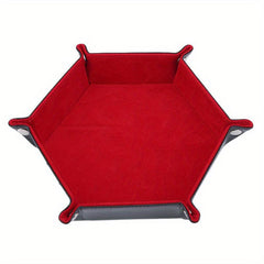 Foldable Hexagonal Storage Box with PU Tray - Organize Keys, Dice, and Sundries
