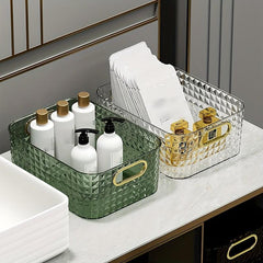 Desktop Storage Box Transparent Organizer Bathroom Countertop Storage