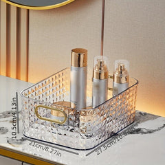 Desktop Storage Box Transparent Organizer Bathroom Countertop Storage