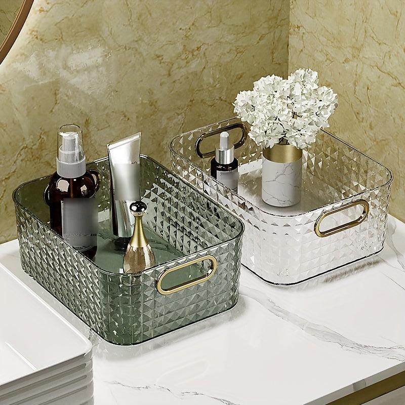 Desktop Storage Box Transparent Organizer Bathroom Countertop Storage