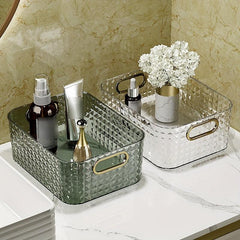 Desktop Storage Box Transparent Organizer Bathroom Countertop Storage