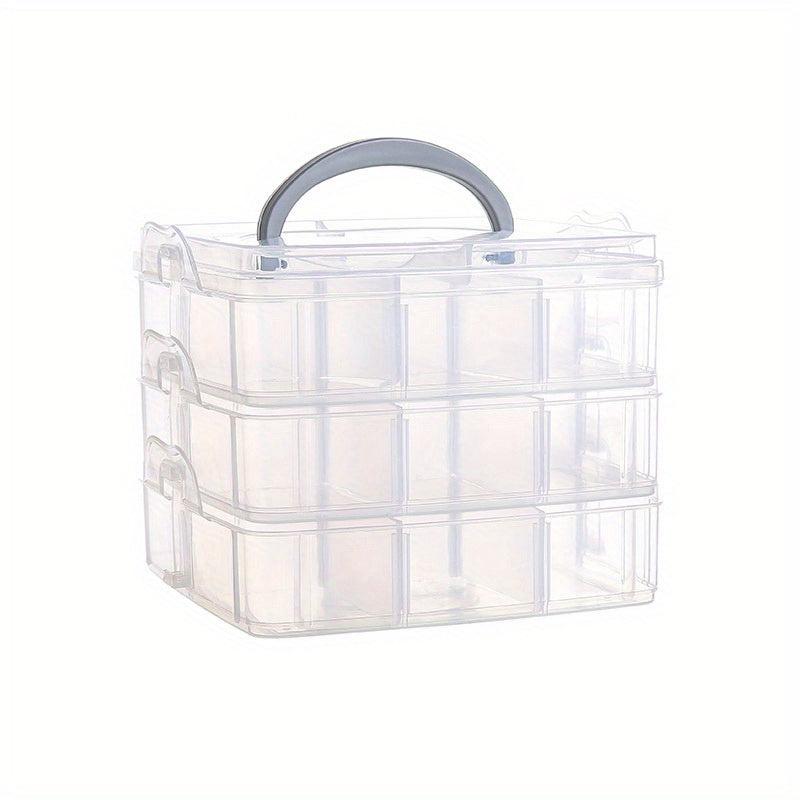 3-Layer 18-Grid Jewelry Storage Box Clear