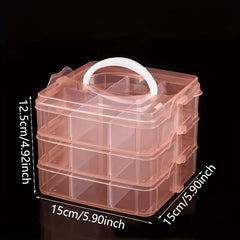 3-Layer 18-Grid Jewelry Storage Box Clear
