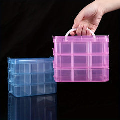 3-Layer 18-Grid Jewelry Storage Box Clear