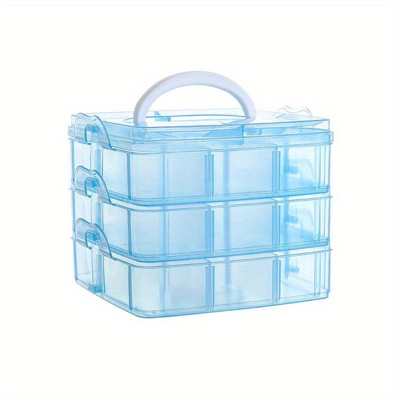 3-Layer 18-Grid Jewelry Storage Box Clear
