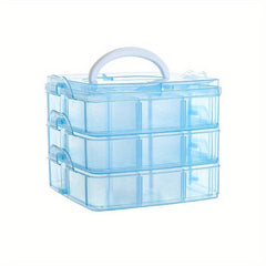 3-Layer 18-Grid Jewelry Storage Box Clear