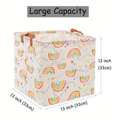 Square Folding Storage Basket Organizer Waterproof PU Leather Handle