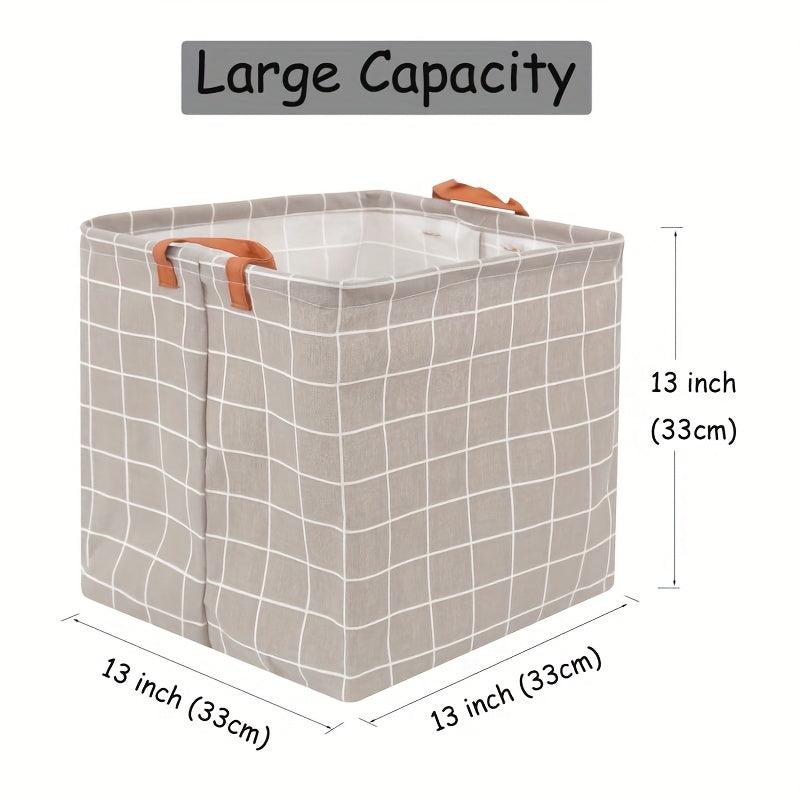 Square Folding Storage Basket Organizer Waterproof PU Leather Handle
