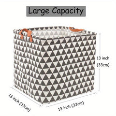 Square Folding Storage Basket Organizer Waterproof PU Leather Handle