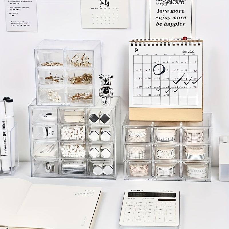 Transparent Desktop Storage Box 12 Grids Dust-proof Drawer Type Organizer