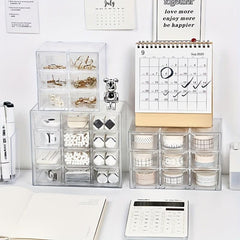 Transparent Desktop Storage Box 12 Grids Dust-proof Drawer Type Organizer