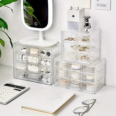 Transparent Desktop Storage Box 12 Grids Dust-proof Drawer Type Organizer