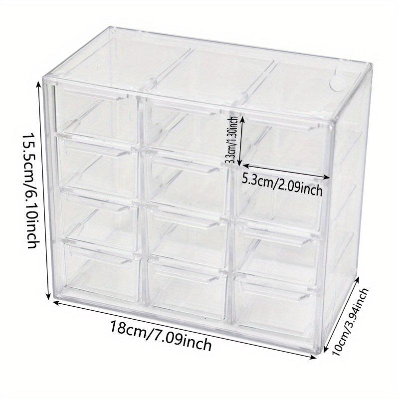 Transparent Desktop Storage Box 12 Grids Dust-proof Drawer Type Organizer