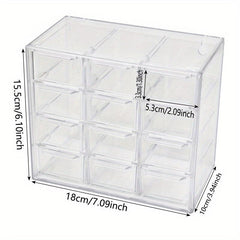 Transparent Desktop Storage Box 12 Grids Dust-proof Drawer Type Organizer