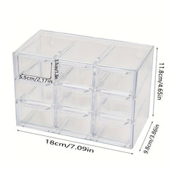 Transparent Desktop Storage Box 12 Grids Dust-proof Drawer Type Organizer