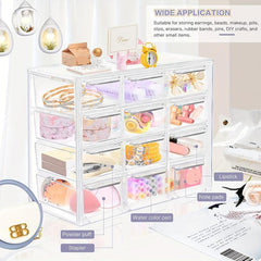 Transparent Desktop Storage Box 12 Grids Dust-proof Drawer Type Organizer