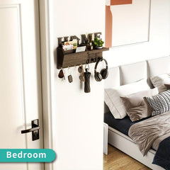 Wall Mounted Key Holder with Multiple Hooks for Keys Mail and Sundries