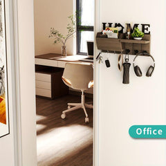 Wall Mounted Key Holder with Multiple Hooks for Keys Mail and Sundries