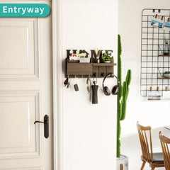 Wall Mounted Key Holder with Multiple Hooks for Keys Mail and Sundries