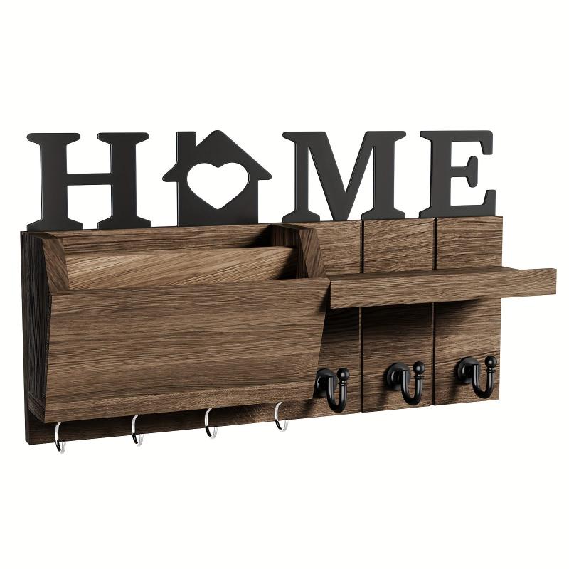 Wall Mounted Key Holder with Multiple Hooks for Keys Mail and Sundries