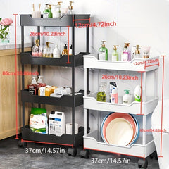 Slim Storage Cart With Wheels 4 Tier and 3 Tier Storage Cart