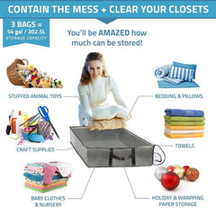 3 Pack Underbed Storage Bags Large Capacity Thickened And Reinforced