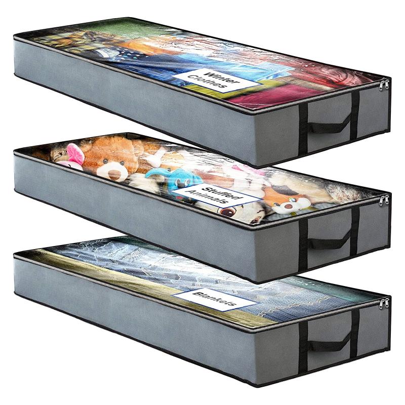 3 Pack Underbed Storage Bags Large Capacity Thickened And Reinforced