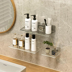Floating Bathroom Shelves for Organized Storage of Cosmetics and Makeup Remover