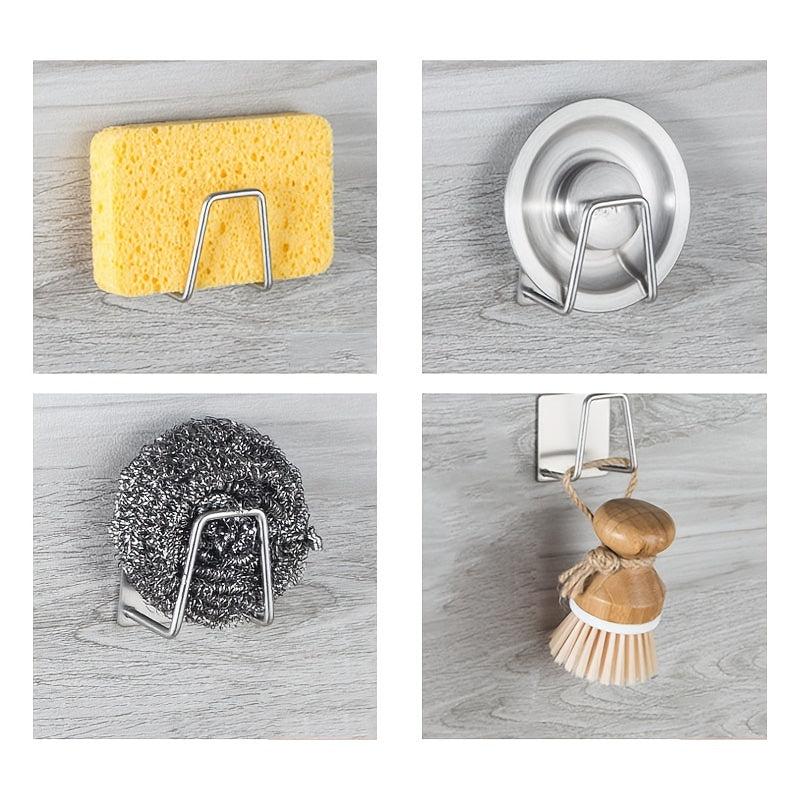 Wall Mount Sponge Holder Stainless Steel Sink Drain Rack