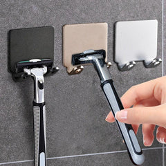 2pcs Aluminum Shaving Razor Holder Self Adhesive Wall Hook