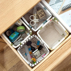 Stylish Cotton Linen Desktop Storage Basket for Stationery Cosmetics