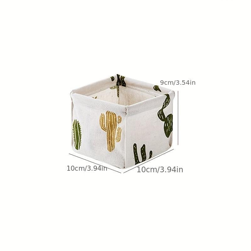 Stylish Cotton Linen Desktop Storage Basket for Stationery Cosmetics