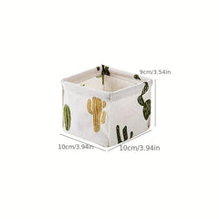 Stylish Cotton Linen Desktop Storage Basket for Stationery Cosmetics