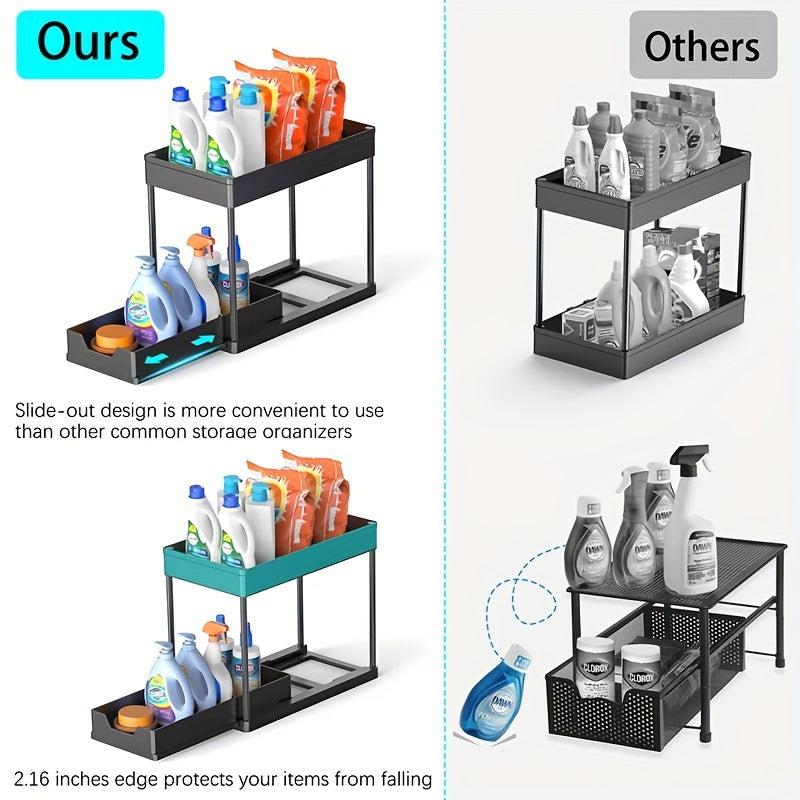 Pull out Double Layer Storage Rack Stainless Steel Toiletry Rack