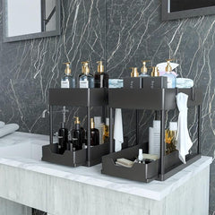 Pull out Double Layer Storage Rack Stainless Steel Toiletry Rack