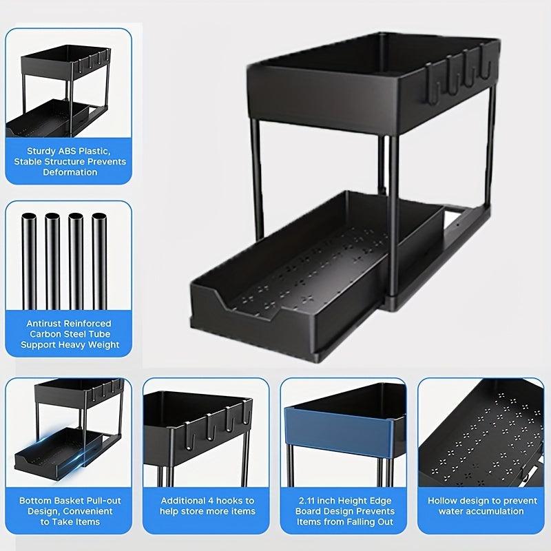 Pull out Double Layer Storage Rack Stainless Steel Toiletry Rack