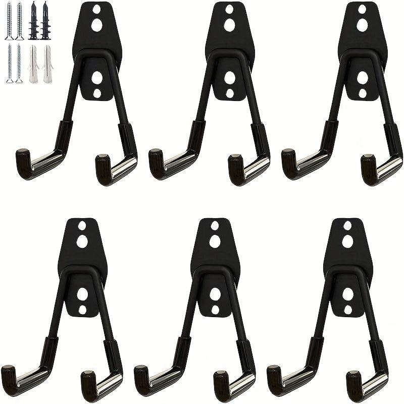 6pcs Garage Storage Utility Hooks Wall Mount Steel Hooks Garden Organizer