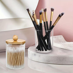 Bamboo Qtip Dispenser Holder Tray 10 Oz