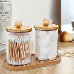 Bamboo Qtip Dispenser Holder Tray 10 Oz