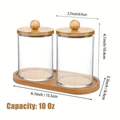 Bamboo Qtip Dispenser Holder Tray 10 Oz