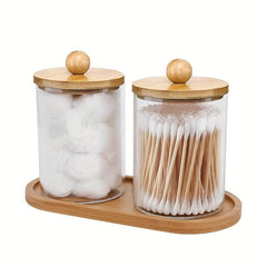 Bamboo Qtip Dispenser Holder Tray 10 Oz