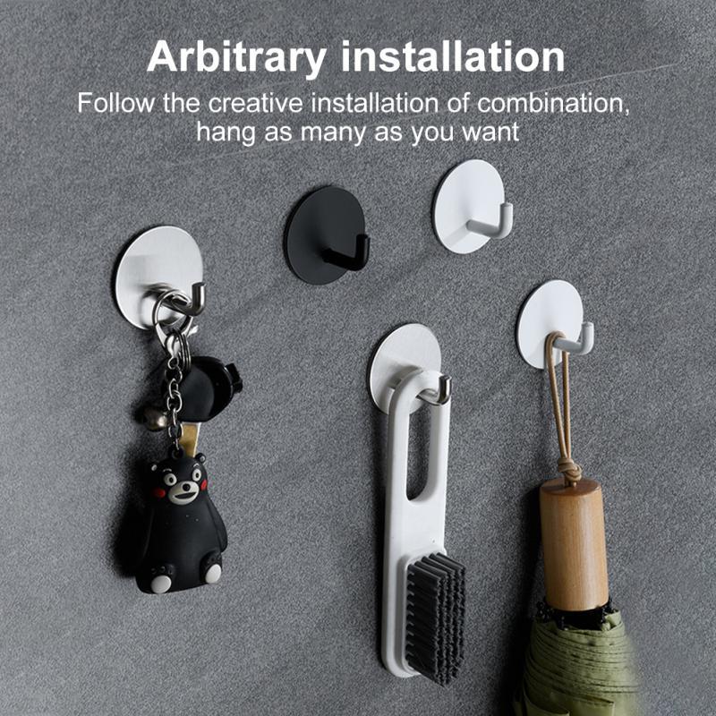 Stainless Steel Self Adhesive Hooks for Wall Coat Rack Key Holder Towel Hooks
