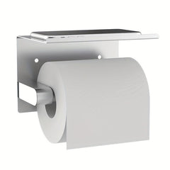 Stainless Steel Toilet Paper Holder Shelf Adhesive Mounting