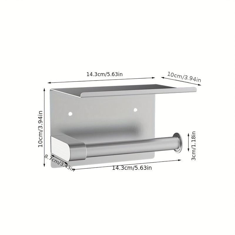 Stainless Steel Toilet Paper Holder Shelf Adhesive Mounting