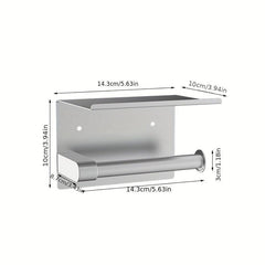 Stainless Steel Toilet Paper Holder Shelf Adhesive Mounting