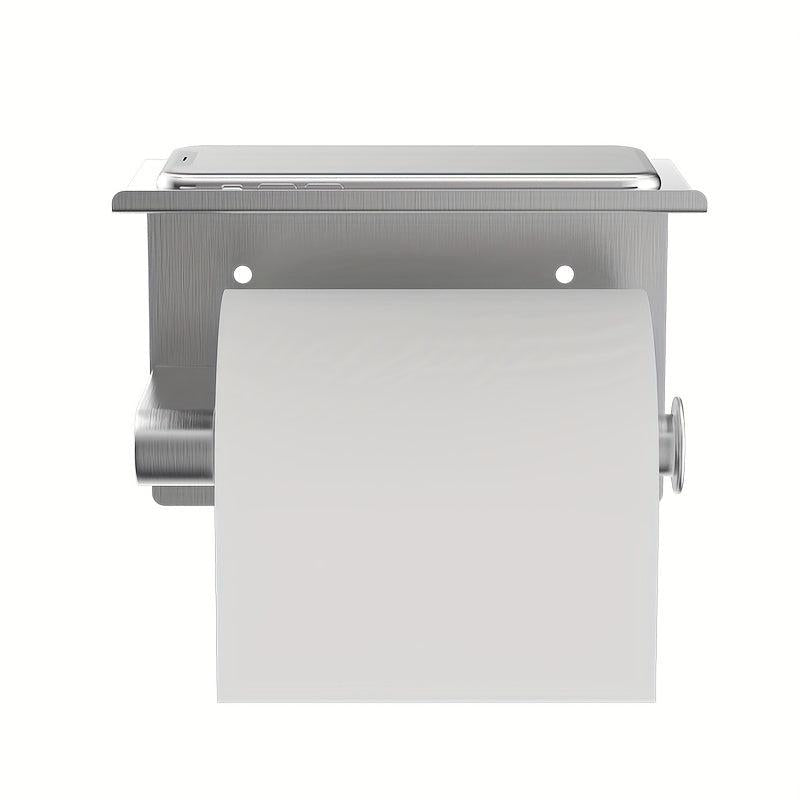 Stainless Steel Toilet Paper Holder Shelf Adhesive Mounting