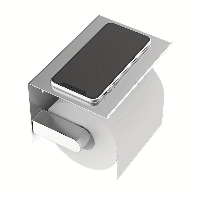 Stainless Steel Toilet Paper Holder Shelf Adhesive Mounting